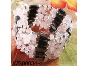 36inch Rose Quartz Stone Chip Magnetic Wrap Bracelet Necklace All in One Set